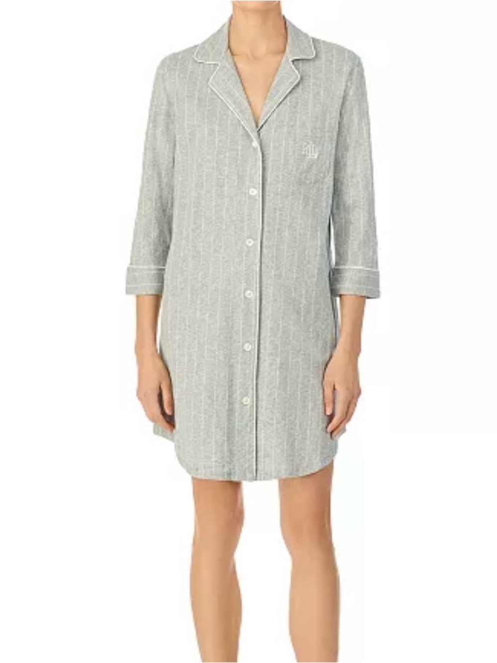 Knit Notch Collar Cotton Sleep Shirt